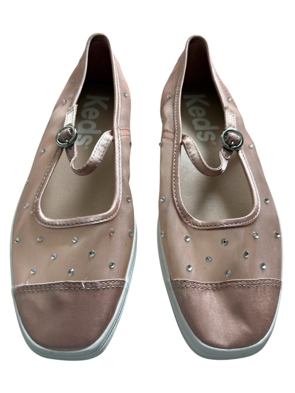 Keds Square Toe Mary Jane Sheer Mesh Jewels in Pink Size 7 - Picture 3 of 6